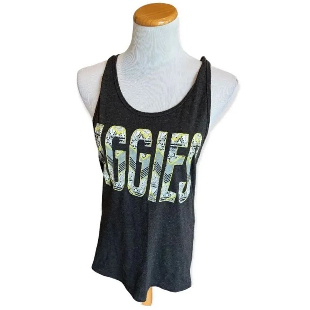 Womens Texas A&M Aggies Charcoal Tribal Font Soft Spunk Tank Top - Sz M